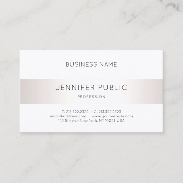 Tarjeta De Visita Elegante Sleek Faux Silver Profesional Moderno (Anverso)