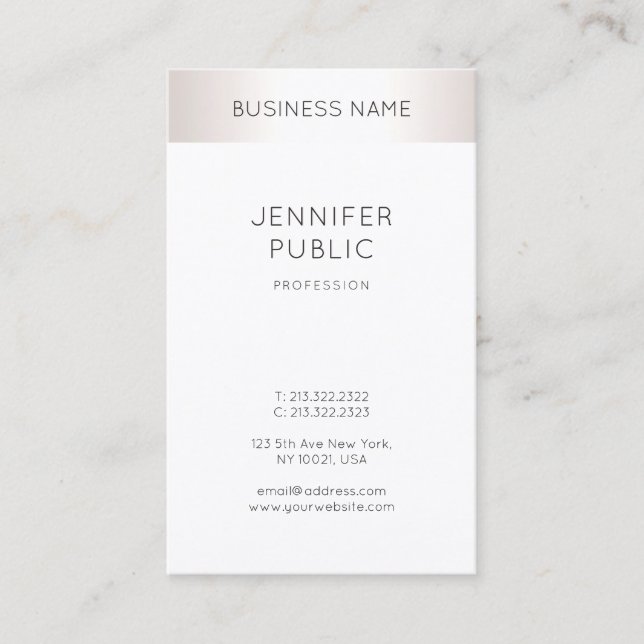 Tarjeta De Visita Elegante Sleek Faux Silver Profesional Moderno (Anverso)