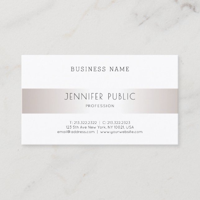 Tarjeta De Visita Elegante Sleek Moderno Diseño Profesional Plata (Anverso)