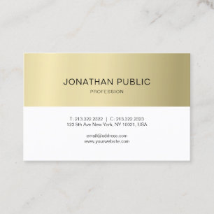 Tarjeta De Visita Elegante Sleek Plain Gold Lujo Diseño Moderno