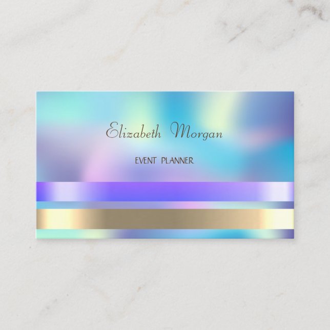 Tarjeta De Visita Elegante Sofisticado Chic Moderno Holográfico (Anverso)