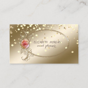 Tarjeta De Visita Elegante Sofisticado, Confeti Dorado, Rosa