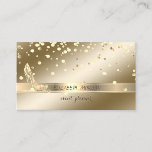 Tarjeta De Visita Elegante Sofisticado , Confetti de oro, tacones al