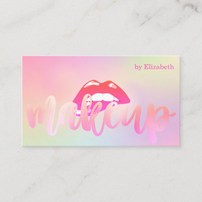 Tarjeta De Visita Elegante Sofisticado labios modernos Holográfico (Anverso)