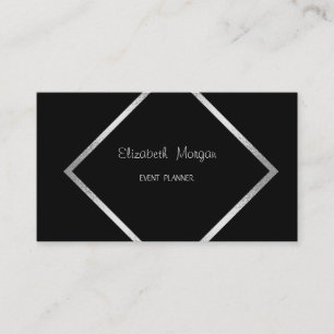 Tarjeta De Visita Elegante Sofisticado Minimalista Geométrico, Negro