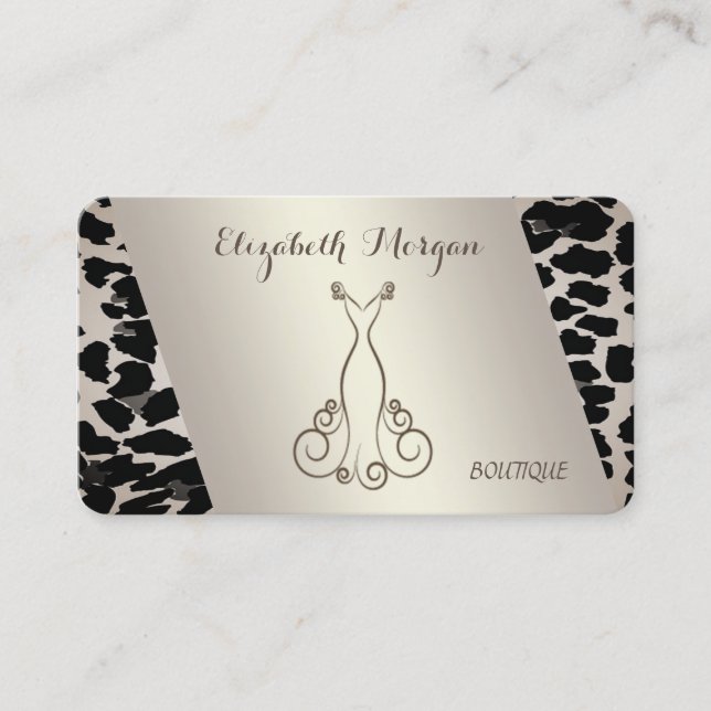 Tarjeta De Visita Elegante Sofisticado Moderno, Estampado de Leopard (Anverso)