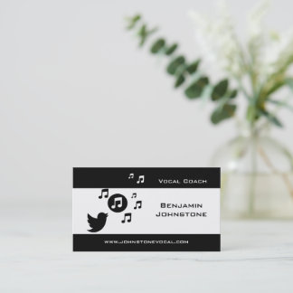 Tarjeta De Visita Elegante Songbird negro y blanco personalizado