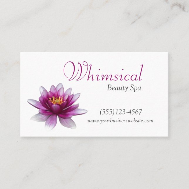 Tarjeta De Visita Elegante spa de belleza simple Lotus Flower (Anverso)