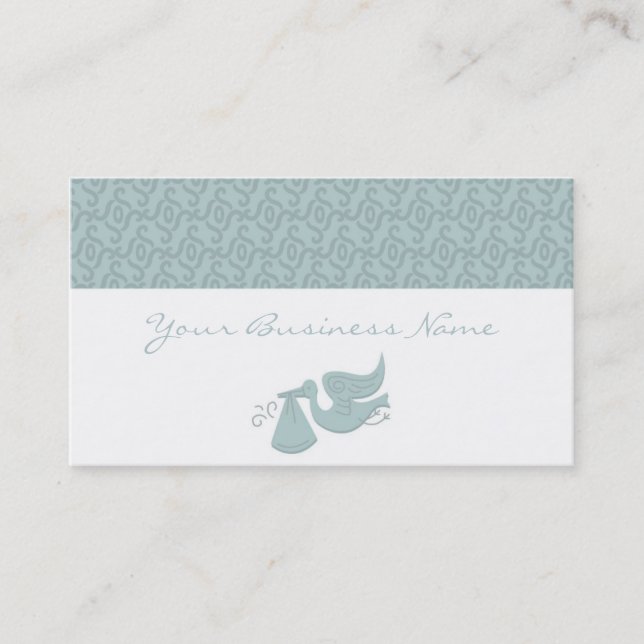 Tarjeta de visita elegante Stork Blue (Anverso)
