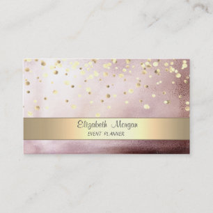 Tarjeta De Visita Elegante Stripe Confetti Rosa Gold