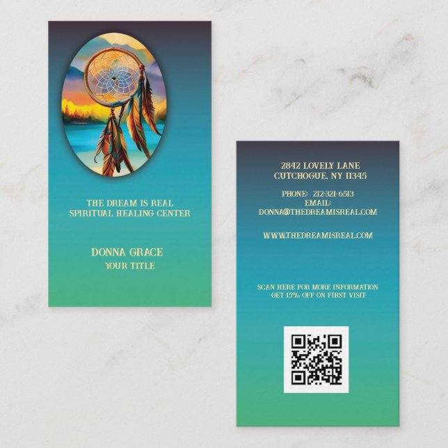 Tarjeta De Visita Elegante sueño Catcher sanación espiritual (Anverso / Reverso)