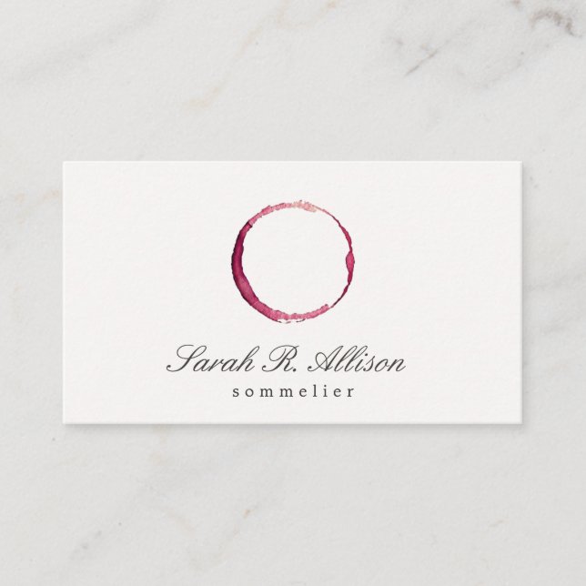 Tarjeta De Visita Elegante Sumiller De Vino (Anverso)