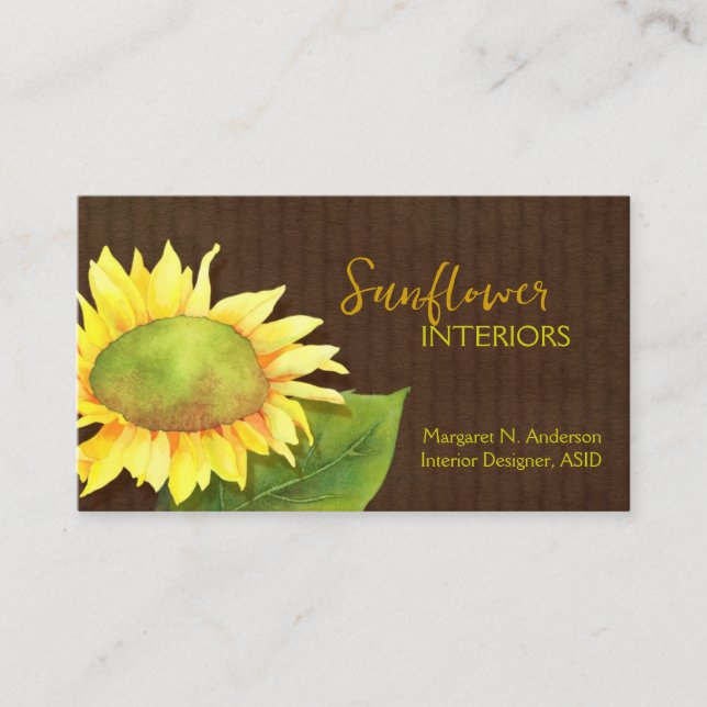 Tarjeta De Visita Elegante Sunflower (Anverso)