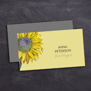 Tarjeta De Visita Elegante Sunflower Beige Gray
