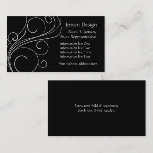 Tarjeta De Visita Elegante Swirl Black Silver