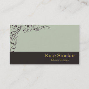 Tarjeta De Visita Elegante Swirl Floral Vine Border Designer Interio