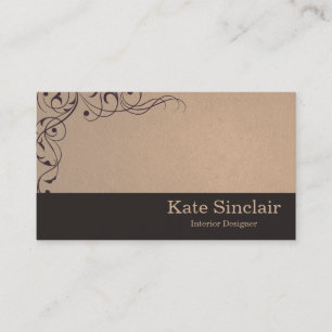 Tarjeta De Visita Elegante Swirl Floral Vine Border Designer Interio