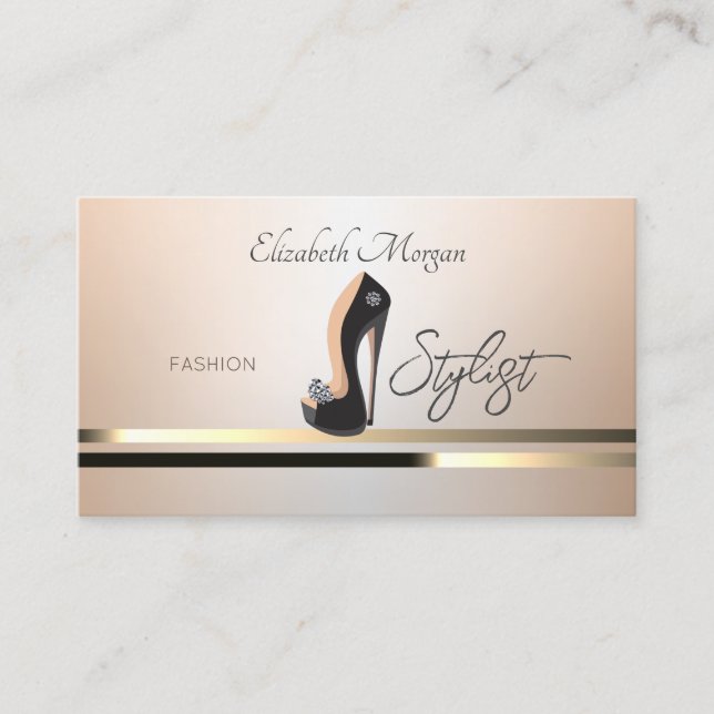 Tarjeta De Visita Elegante talón negro alto profesional (Anverso)