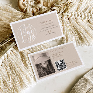 Tarjeta De Visita Elegante tan minimalista logo Qr orden gracias