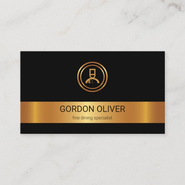 Tarjeta De Visita Elegante Tartas de Oro Cocina de Chef (Anverso)