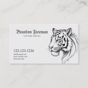 Tarjeta De Visita Elegante tatuaje de esbozo de la cabeza del tigre