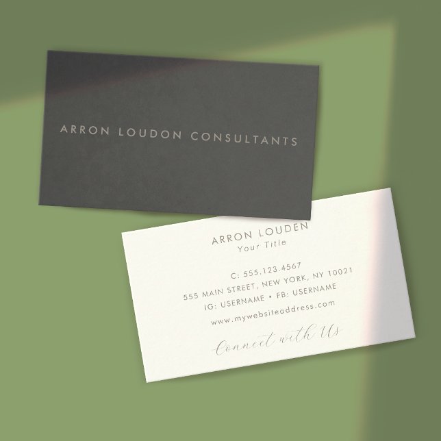 Tarjeta De Visita Elegante Taupe Gray Ante look profesional (Subido por el creador)