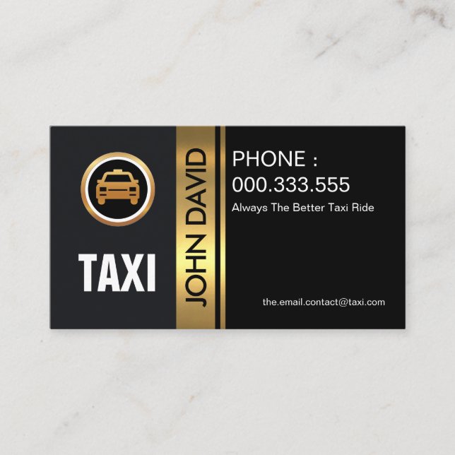 Tarjeta De Visita Elegante Taxi De Banda De Oro (Anverso)