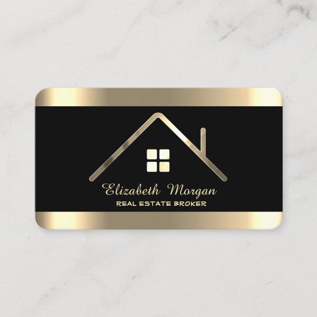 Tarjeta De Visita Elegante Techo Profesional Profesional De Casa De  (Anverso)