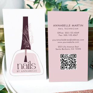 Tarjeta De Visita Elegante técnico de uñas de Rubor