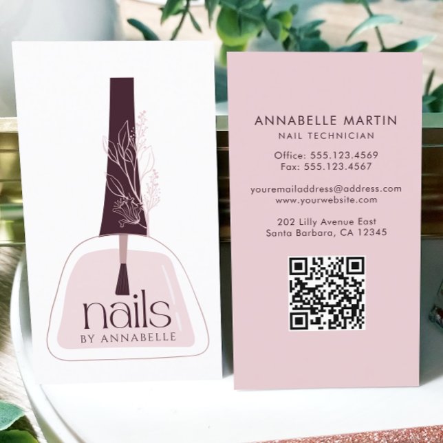 Tarjeta De Visita Elegante técnico de uñas de Rubor (Subido por el creador)