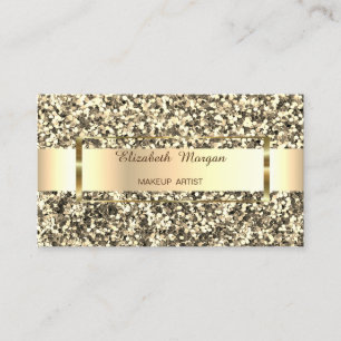 Tarjeta De Visita Elegante Tendencia Franja de Brillo Dorado, Marco