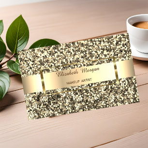 Tarjeta De Visita Elegante Tendencia Franja de Brillo Dorado, Marco