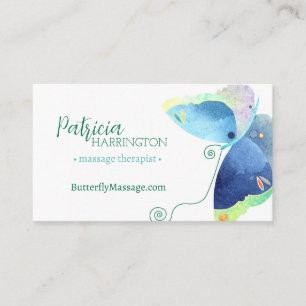 Tarjeta De Visita Elegante terapeuta de masaje con mariposa
