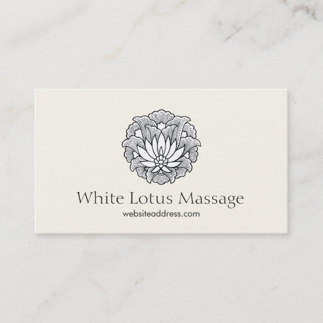 Tarjeta De Visita Elegante Terapia de Masaje Lotus Salud Natural (Anverso)