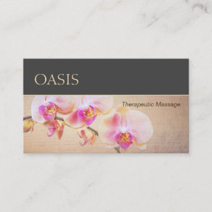 Tarjeta De Visita Elegante Terapia De Masaje Orquídea Rosa