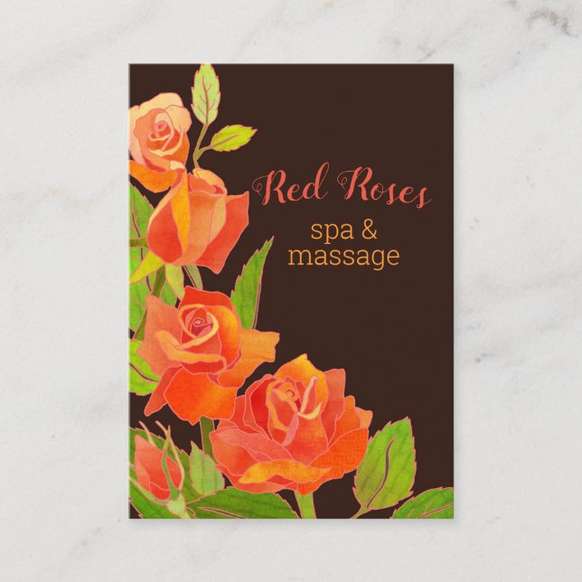 Tarjeta De Visita Elegante Terapia De Spa Roses Rojos (Anverso)