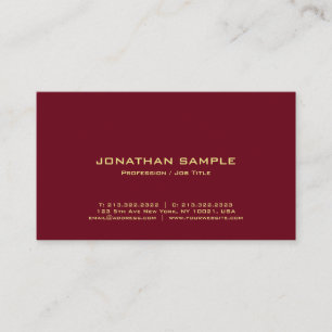 Tarjeta De Visita Elegante Texto Dorado Profesional Rojo Burdeos Ric