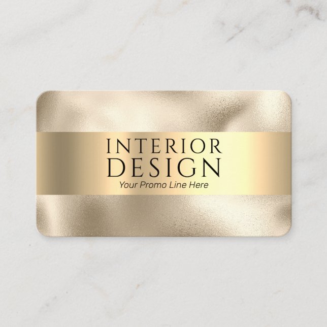 Tarjeta De Visita Elegante texto negro Gold-on-Gold Design (Anverso)