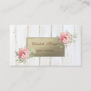 Tarjeta De Visita Elegante Textura de Madera Profesional, Flores
