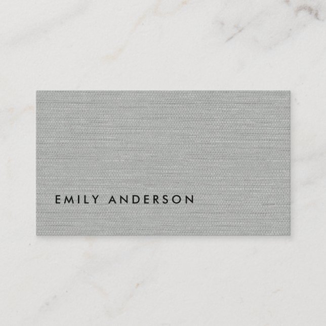 TARJETA DE VISITA ELEGANTE TEXTURA DE TEJIDO GRIS SIMPLE Y MINIMAL (Anverso)