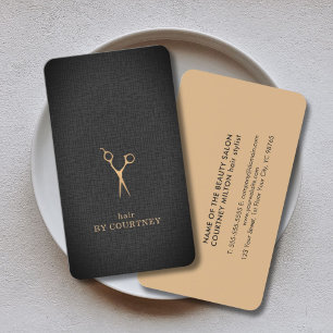 Tarjeta De Visita Elegante textura moderna Faux Gold Hair Stylist