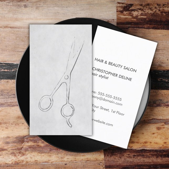 Tarjeta De Visita Elegante textura moderna Gris Scissor pelo estilis (Subido por el creador)