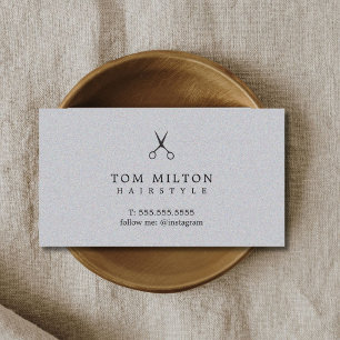 Tarjeta De Visita Elegante Textura moderna Peluquería gris