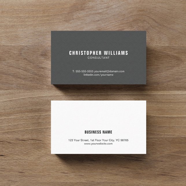 Tarjeta De Visita Elegante Textura Profesional Gris Blanco Consultor (Subido por el creador)