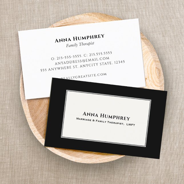 Tarjeta De Visita Elegante Therapist Black White Business Card (Subido por el creador)