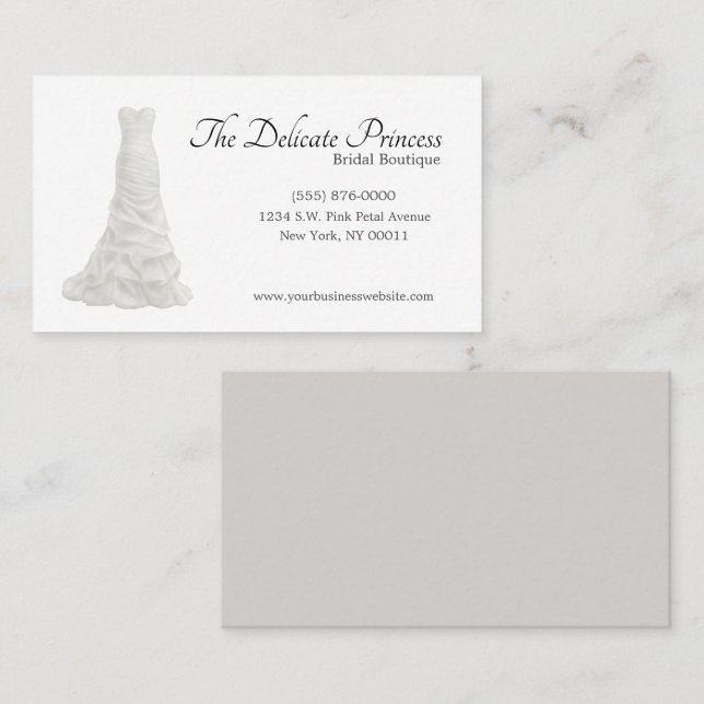 Tarjeta De Visita Elegante tienda con ropa de novia (Anverso / Reverso)