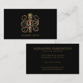 Tarjeta De Visita Elegante tienda de barbero Octopus Bronce Poste de