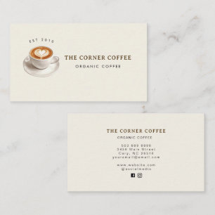Tarjeta De Visita Elegante tienda de café en acuarela