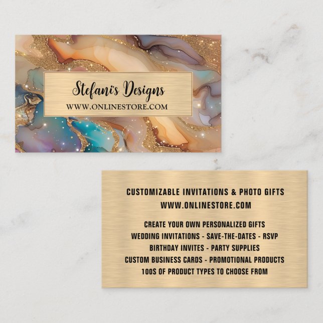 Tarjeta De Visita Elegante tienda en línea de Purpurinas holográfico (Anverso / Reverso)