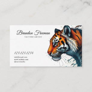 Tarjeta De Visita Elegante tigre Naranja con tatuaje de hojas